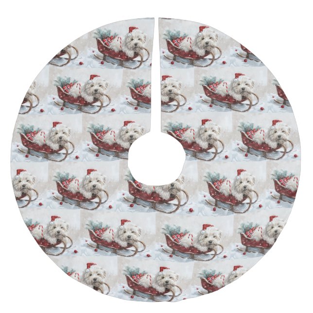 Coton De Tulear Dog Weihnachtsfest Polyester Weihnachtsbaumdecke (Vorderseite)
