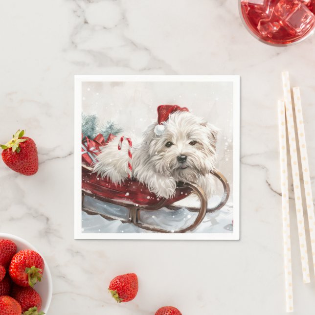 Coton De Tulear Dog Weihnachtsfest Serviette (Beispiel)