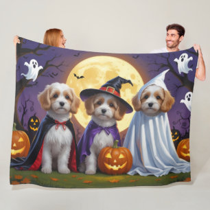 Coton De Tulear Dogs Pumpkin Halloween Funny Fleecedecke