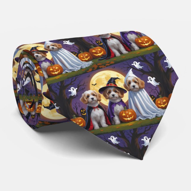 Coton De Tulear Dogs Pumpkin Halloween Funny Krawatte (Gerollt)