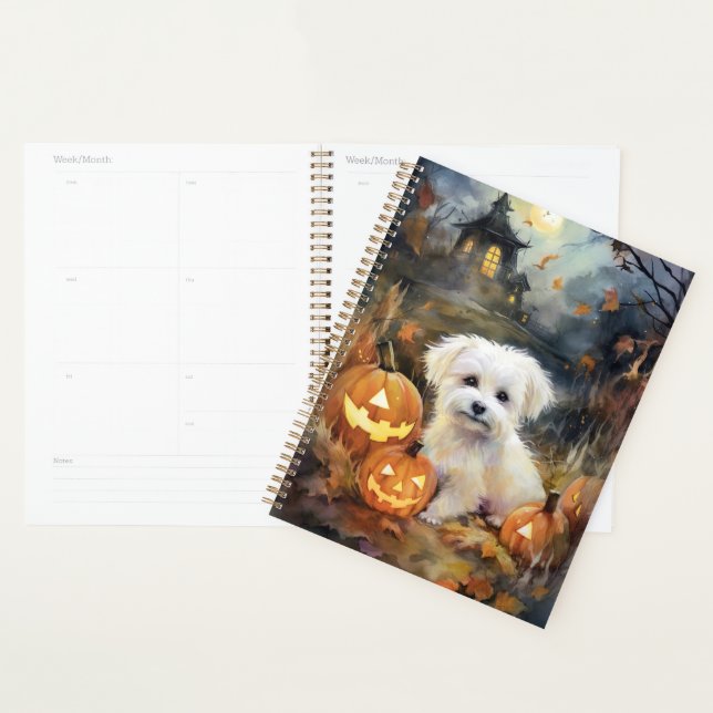 Coton De Tulear Halloween Avec Peur Citrouille (Devant avec enveloppe)
