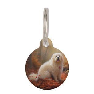 Coton De Tulear im Herbst inspiriert durch fallend Haustiermarke