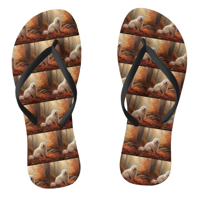 Coton De Tulear im Herbst Leaves Fall Inspiriert Flip Flops (Fußbett)