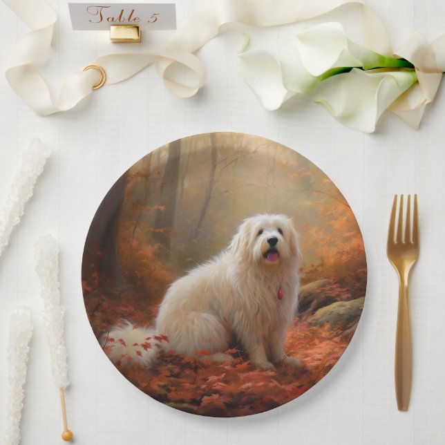 Coton De Tulear im Herbst Leaves Fall Inspiriert Pappteller (Hochzeit)