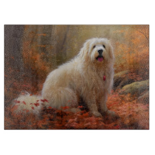 Coton De Tulear im Herbst Leaves Fall Inspiriert Schneidebrett