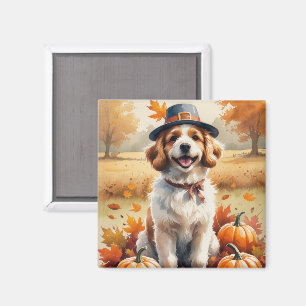 Coton De Tulear im Herbstlaub Thanksgiving Kunst Magnet