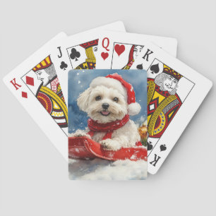Coton De Tulear im Schlitten Lass es schneien Weih Spielkarten