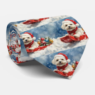 Coton De Tulear in Sledge Let it Snow Christmas Krawatte