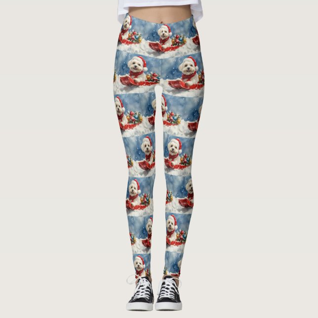 Coton De Tulear in Sledge Let it Snow Christmas Leggings (Vorderseite)
