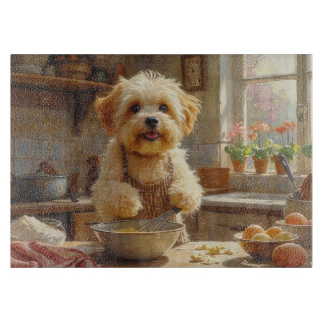 Coton de Tulear Kochen in der Küche Schneidebrett (Vorderseite)