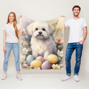 Coton De Tulear mit Ostereier Urlaub Fleecedecke