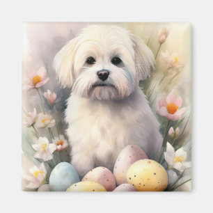 Coton De Tulear mit Ostereier Urlaub Magnet