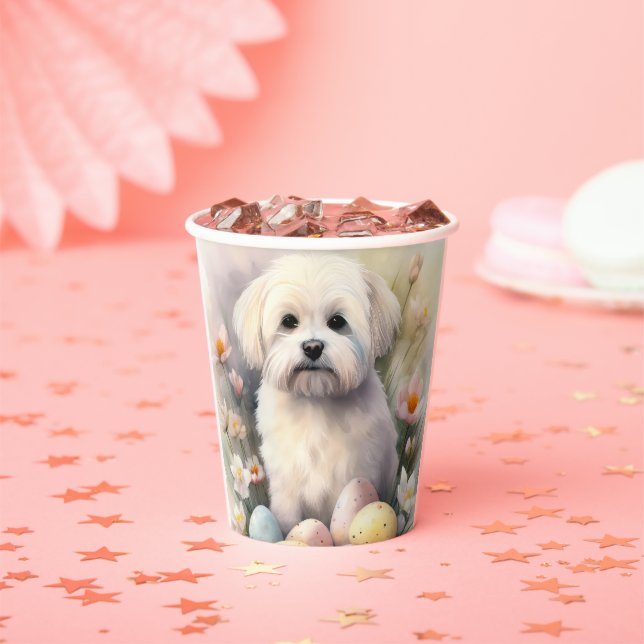 Coton De Tulear mit Ostereier Urlaub Pappbecher (Insitu)