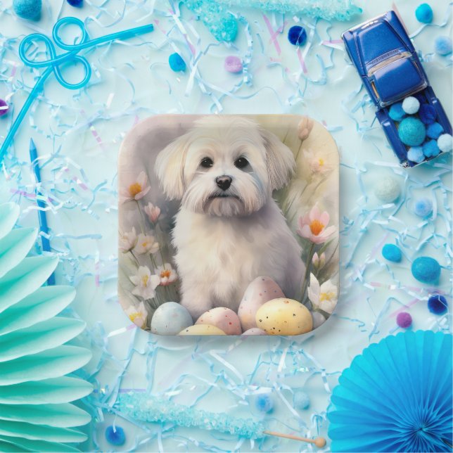 Coton De Tulear mit Ostereier Urlaub Pappteller (Party)