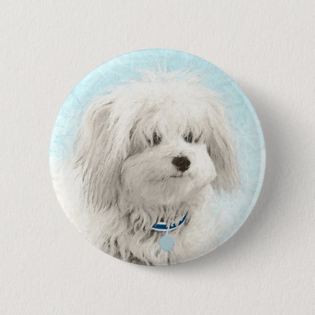 Coton de Tulear Painting - Niedliche Original Dog  Button (Vorderseite)