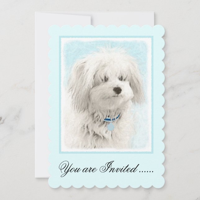 Coton de Tulear Painting - Niedliche Original Dog  Einladung (Vorderseite)