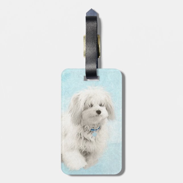 Coton de Tulear Painting - Niedliche Original Dog  Gepäckanhänger (Rückseite vertikal)