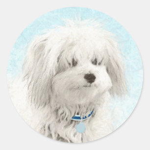 Coton de Tulear Painting - Niedliche Original Dog  Runder Aufkleber