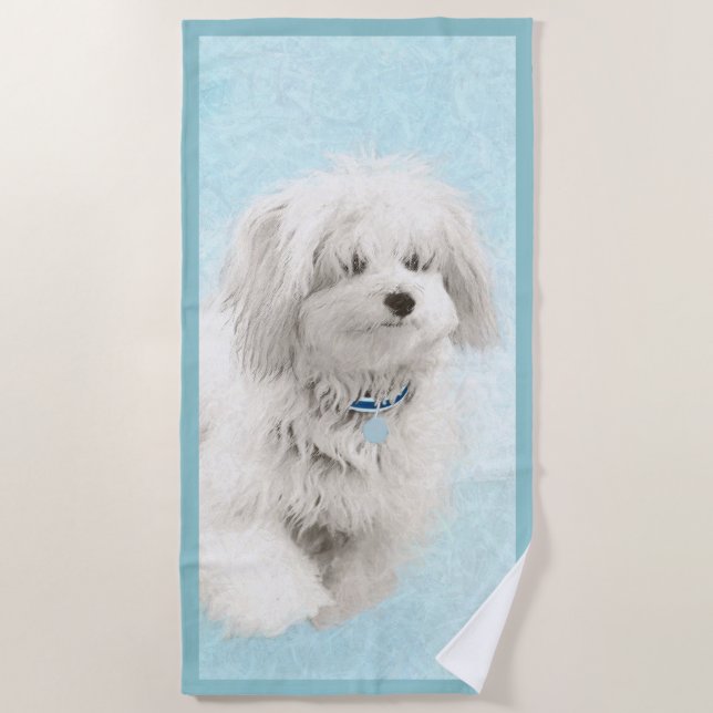 Coton de Tulear Painting - Niedliche Original Dog  Strandtuch (Vorderseite)