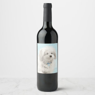 Coton de Tulear Painting - Niedliche Original Dog Weinetikett
