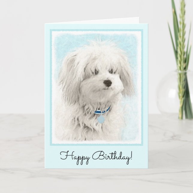Coton de Tulear Painting - Niedliche Original Hund Karte (Vorderseite)