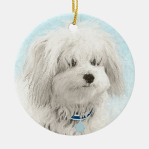 Coton de Tulear Painting - Niedliche Original Hund Keramik Ornament