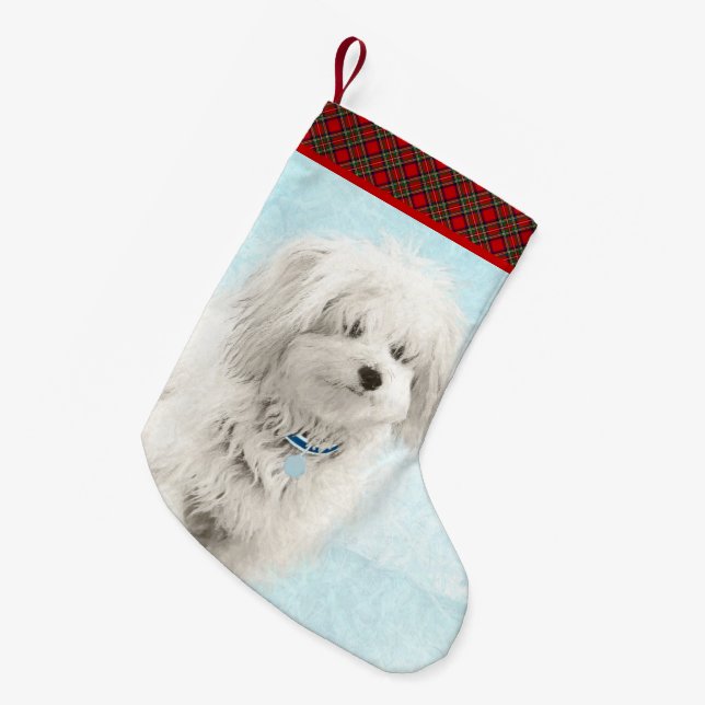 Coton de Tulear Painting - Niedliche Original Hund Kleiner Weihnachtsstrumpf (Vorderansicht (hängend))