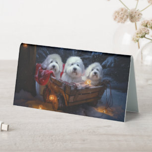 Coton De Tulear Schnee-Schlitten-Weihnachtsdekorat Tischaufsteller
