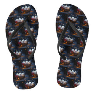 Coton De Tulear Snowy Sleigh Weihnachtsdekor Flip Flops