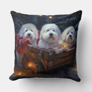 Coton De Tulear Snowy Sleigh Weihnachtsdekor Kissen