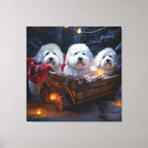 Coton De Tulear Snowy Sleigh Weihnachtsdekor Leinwanddruck