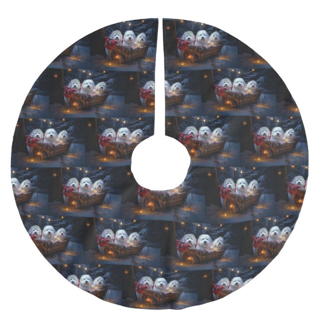 Coton De Tulear Snowy Sleigh Weihnachtsdekor Polyester Weihnachtsbaumdecke (Vorderseite)