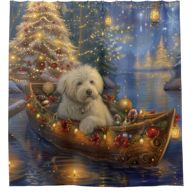 Coton De Tulear Weihnachtsreise Duschvorhang (Vorderseite)