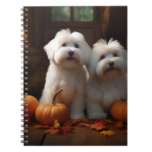 Coton De Tulear Welpe Herbstfreude Kürbis Notizblock