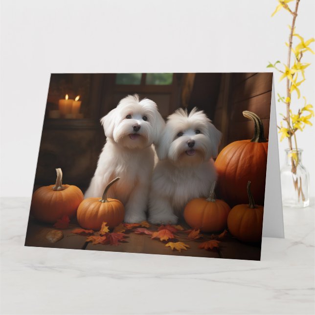 Coton De Tulear Welppy Autumn Delight Pumpkin Karte (Gelbe Blume)