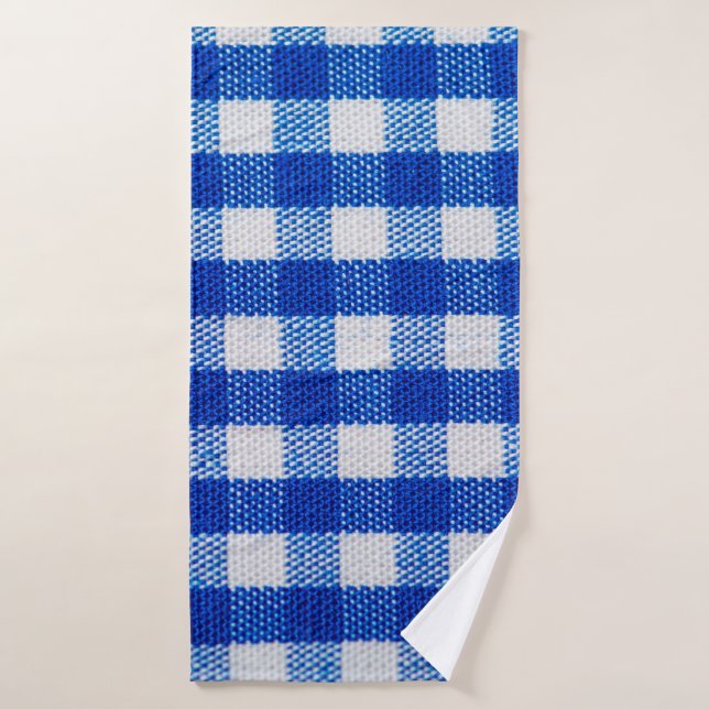 coton texture à damiers bleu (Serviette de bain)