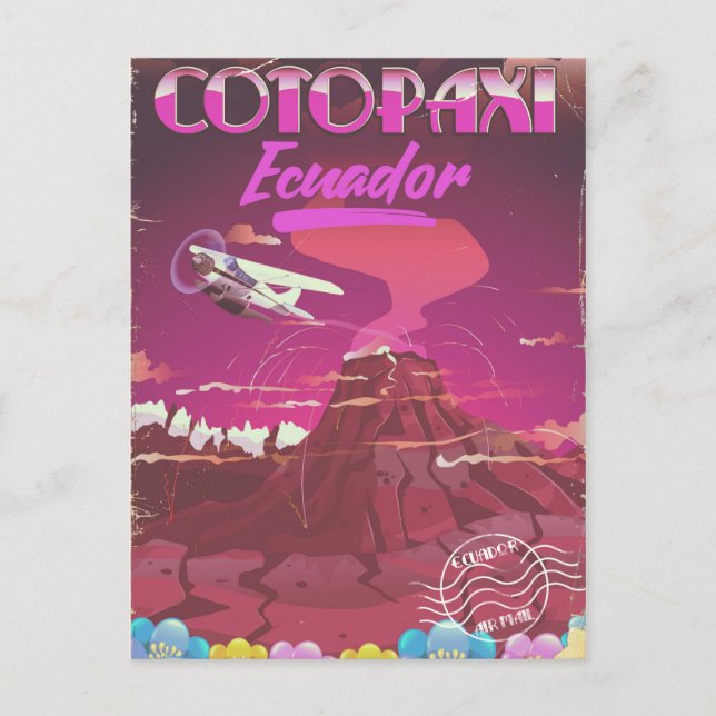 Cotopaxi,Ecuador AIR MAIL Reiseplakat Postkarte (Vorderseite)