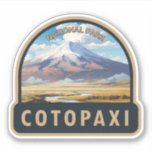 Cotopaxi Nationalpark Ecuador Art Vintag Aufkleber<br><div class="desc">Cotopaxi Vektorgrafik Design. Der Park ist ein großes,  bewaldetes Gebiet in Ecuador,  das Teile von Cotopaxi,  Pichincha und Napo umspannt. Es ist bekannt für den aktiven,  schneebedeckten Vulkan Cotopaxi und den weiten Limpiopungo See.</div>