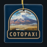Cotopaxi Nationalpark Ecuador Art Vintag Keramikornament<br><div class="desc">Cotopaxi Vektorgrafik Design. Der Park ist ein großes,  bewaldetes Gebiet in Ecuador,  das Teile von Cotopaxi,  Pichincha und Napo umspannt. Es ist bekannt für den aktiven,  schneebedeckten Vulkan Cotopaxi und den weiten Limpiopungo See.</div>
