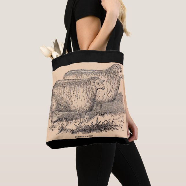 Cotswold ewes print aus dem 19. Jahrhundert Tasche (Von Nahem)