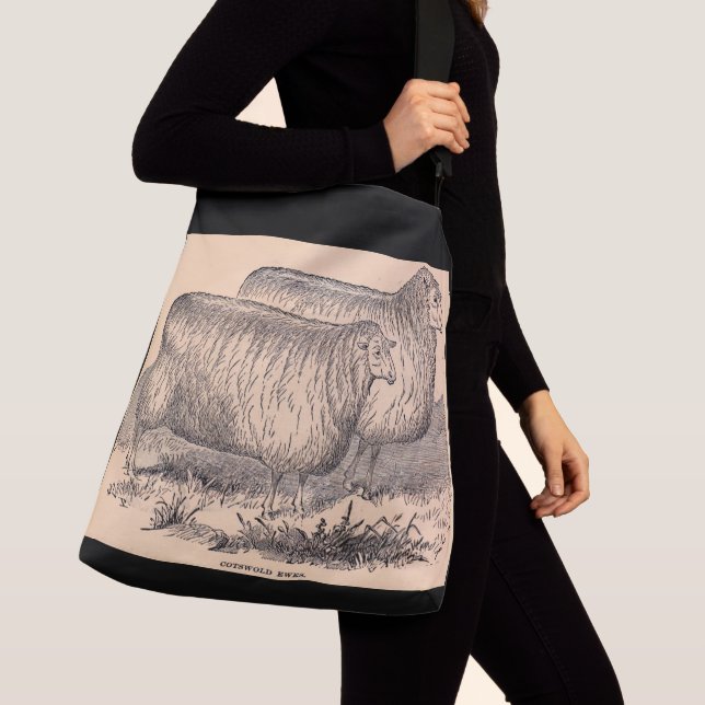 Cotswold ewes print aus dem 19. Jahrhundert Tragetaschen Mit Langen Trägern (Von Nahem)