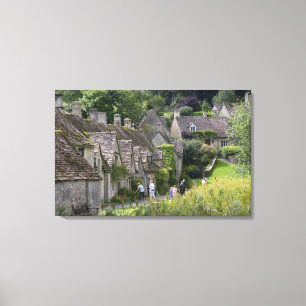 Cotswold Stein Hütten im Dorf Leinwanddruck