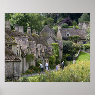 Cotswold Stein Hütten im Dorf Poster