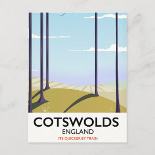Cotswolds-Landschaftsbahn-Reiseplakat Postkarte