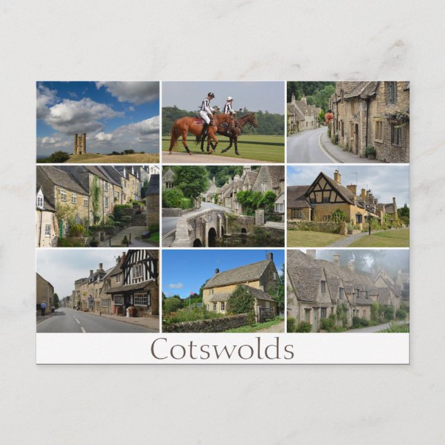 Cotswolds platziert Collage Text Postkarte (Vorderseite)