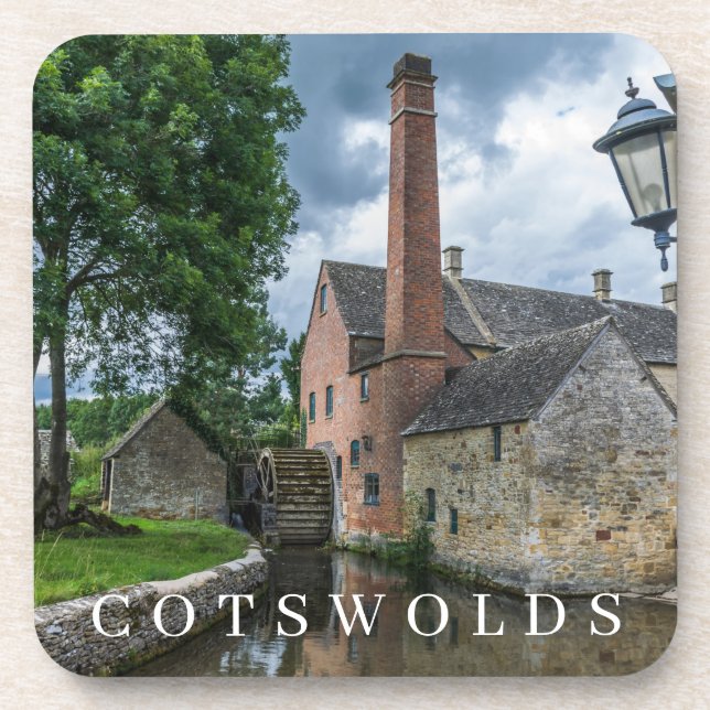 Cotswolds Untersetzer mit Blick auf das Wassermühl (Vorderseite)