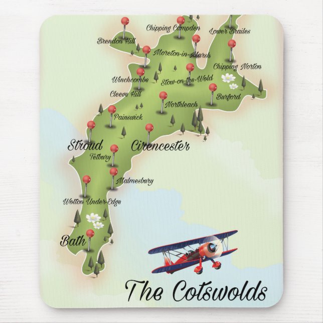 Cotswolds Vintage Karte Mousepad (Vorne)