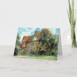 Cottage and Flowers Birthday Card Karte