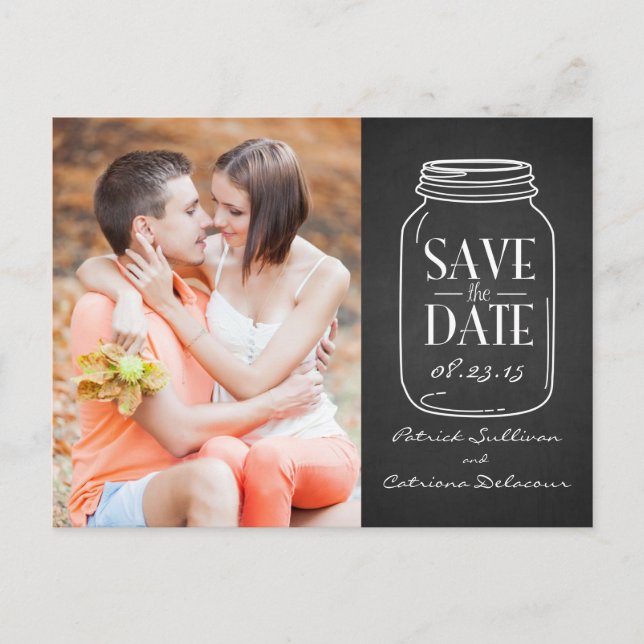 Cottage Chic Mason Jar Enregistrer la date Carte p (Devant)