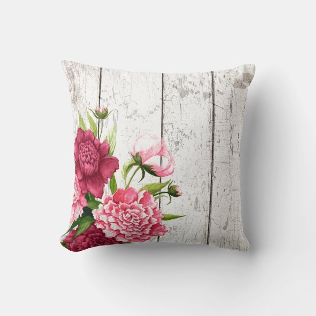 Cottage Chic Peonies Accent Coussin (Recto)